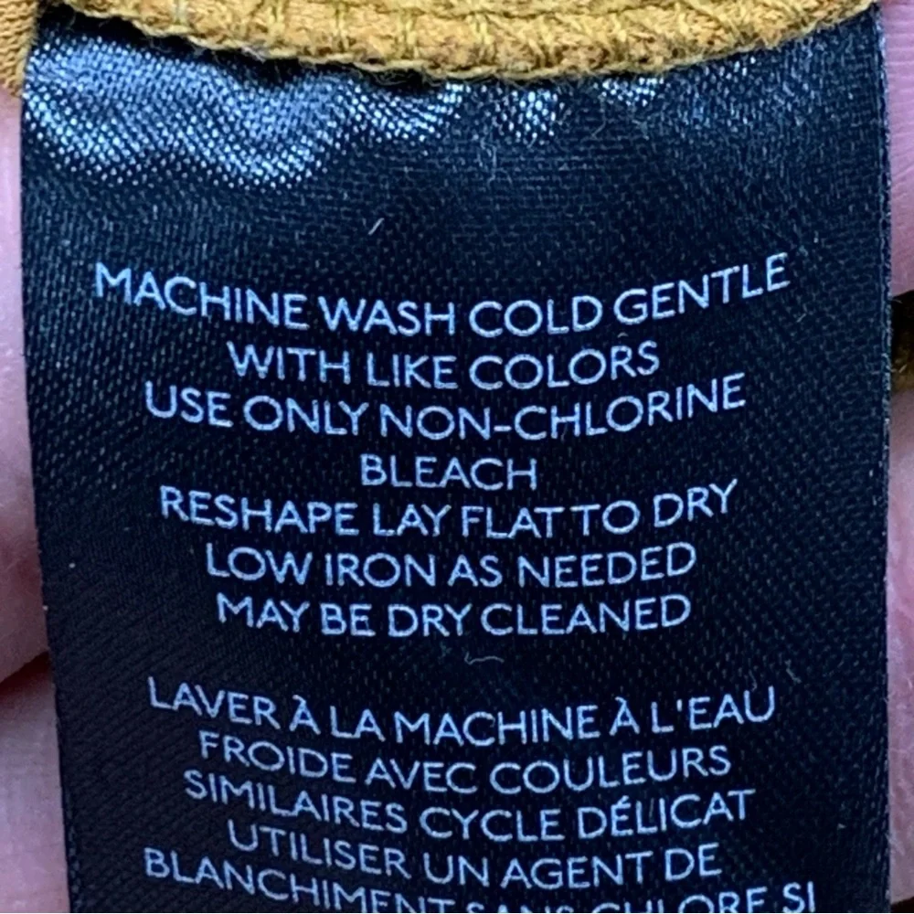 By Anthropologie Women Size S Mustard Lace Trim Top Blouse V-Neck Short Sleeve - Picture 10 of 11